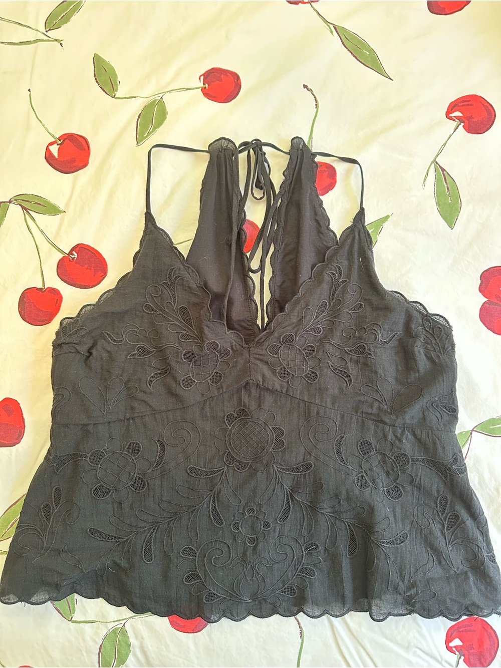 AE V-Neck Embroidered Halter Top